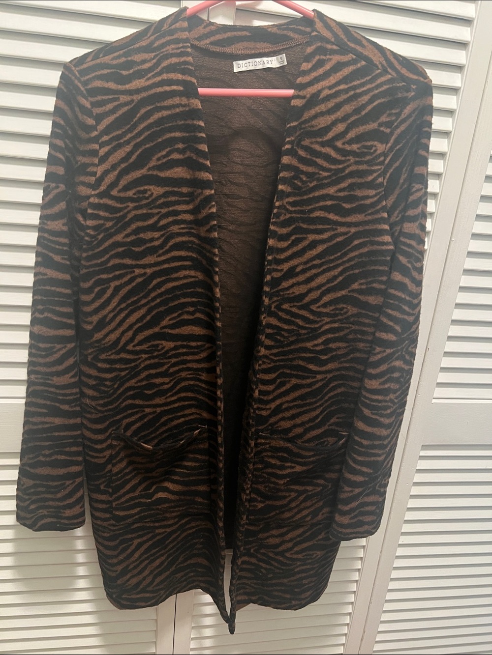 #3170* Dictionary Brown & Black Zebra-Print Open Cardigan - Picture 3 of 17